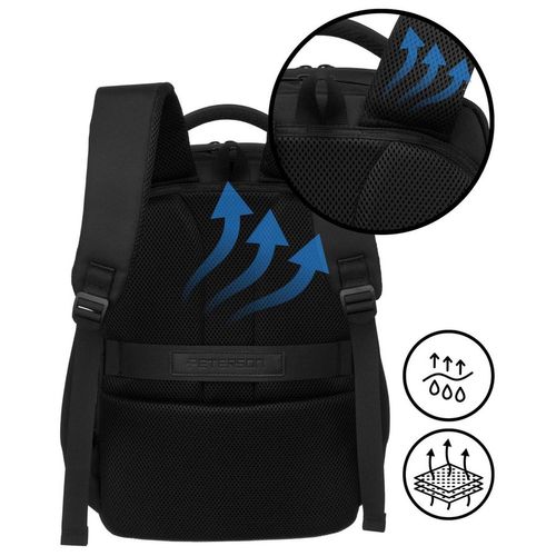 plecak podróżny w czarnym kolorze zawieszony na regulowanych szelkach na Arena.pl