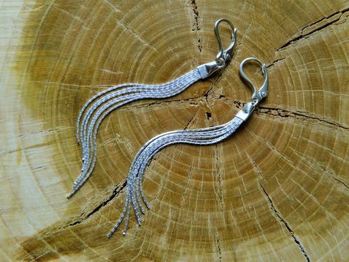 Srebrne 925 długie kolczyki 9 cm z łańcuszków cardano Pudełko ozdobne na Arena.pl