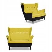 Sofa kanapa uszak ARI DUO skandynawska Family Meble czarno - żółta
