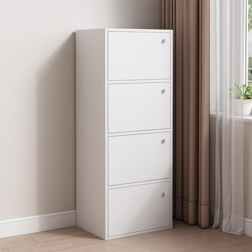 NOWOCZESNA POJEMNA KOMODA SZAFKA Z 4 PÓŁKAMI BIAŁA DUŻA SKANDYNAWSKI LOFT na Arena.pl