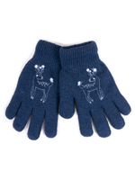 Rękawiczki dziewczęce pięciopalczaste granatowe z jelonkiem 18 YOCLUB