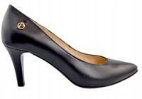 Prestige 868 czarne czółenka szpilka skóra naturalna eleganckie r.38