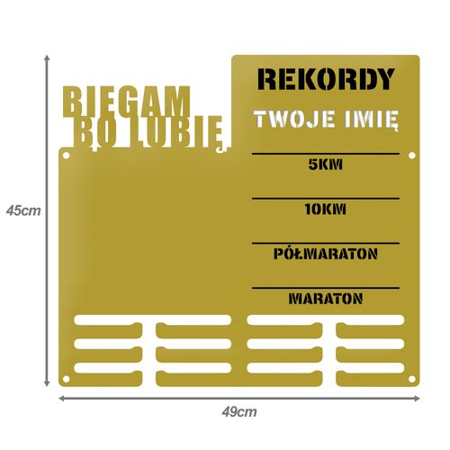 Wieszak na medale i numery startowe REKORDY RUN twoje imię 10.1 na Arena.pl