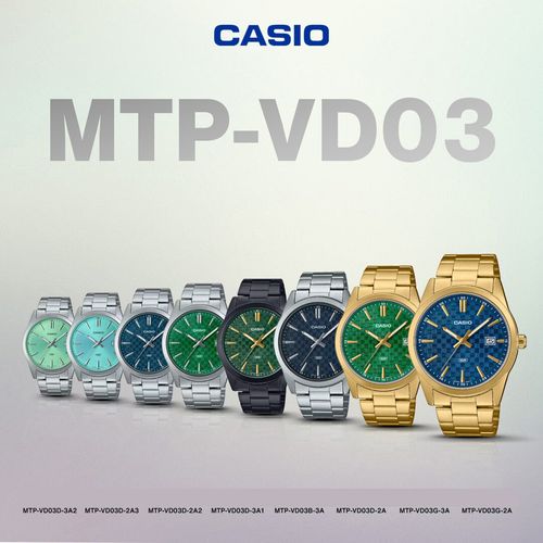 ZEGAREK MĘSKI CASIO MTP-VD03D-3A1 Green + BOX na Arena.pl