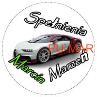 Opłatek na tort Urodziny 18 30 40 Bugatti Auto Samochód Logo Tekst Gratis