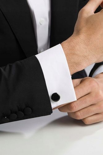 Spinki Do Mankietów Koszuli Czarne Okrągłe Miyou na Arena.pl