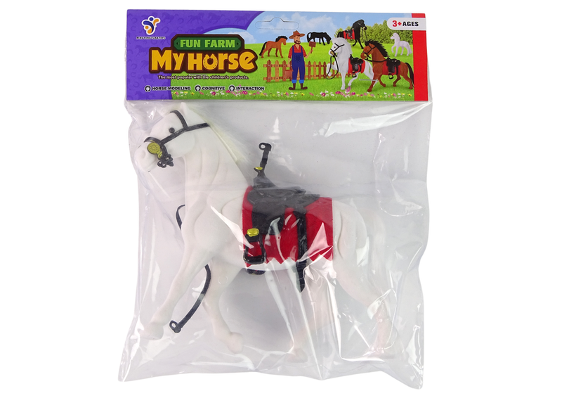 Figurka Biały Koń Siodło Farma zdjęcie 2