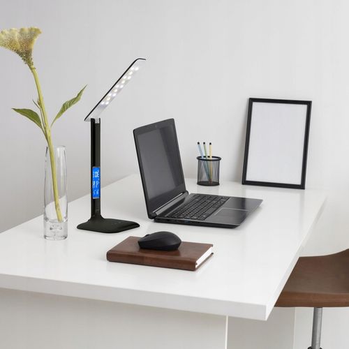 LAMPKA LED BIURKOWA SZKOLNA BIURKO WYŚWIETLACZ LCD ZEGAR DATA TEMPERATURA na Arena.pl