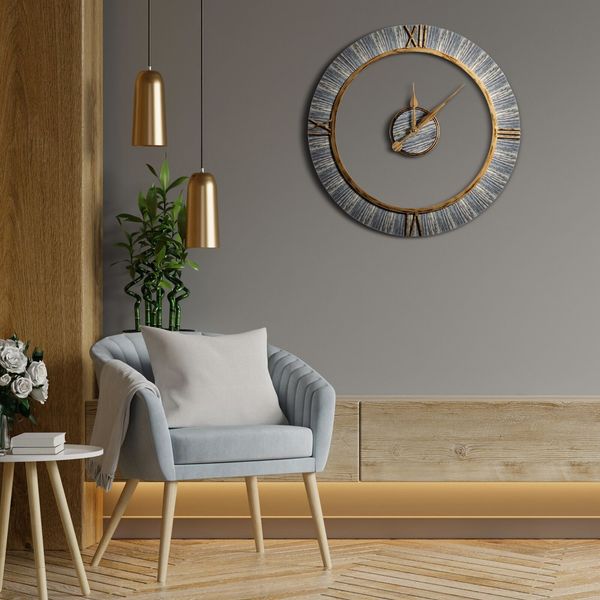 Zegar ścienny 60 cm dekoracyjny brązowy prosty design do wnętrza zdjęcie 3