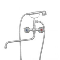 Bateria retro do wanny z prysznicem ścienna chrom Yoka – zestaw kompletny