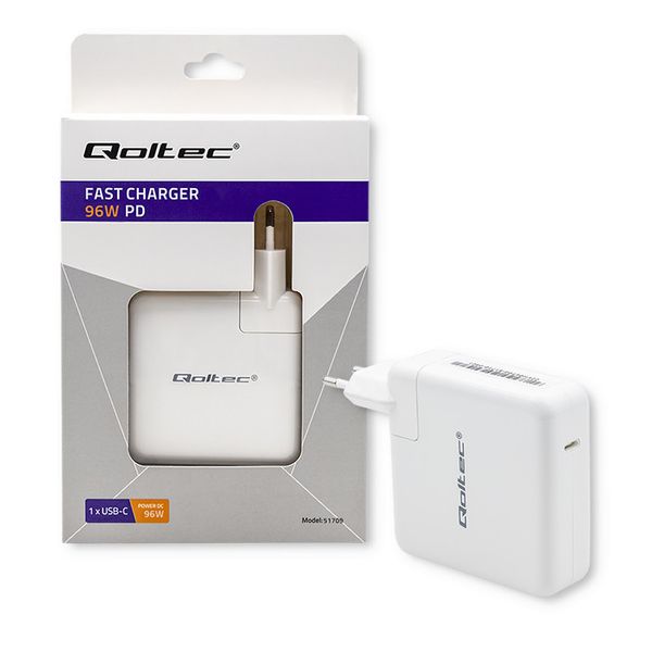 Qoltec Ładowarka sieciowa FAST 96W 5-20V 3-4.7A USB C PD Biała zdjęcie 5