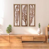 OBRAZ AŻUROWY 63x68 CM RAMA DĘBOWA 3-CZĘŚCIOWY