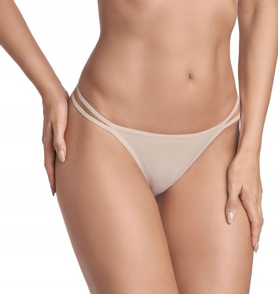 EWANA 081 seksowne stringi z paseczkami, beżowy S zdjęcie 3