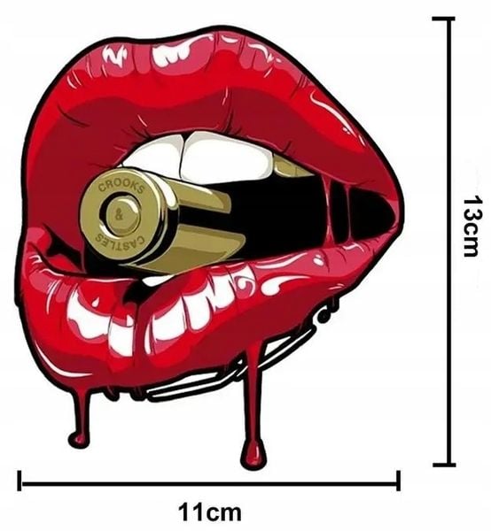 Seksowna Naklejka na Samochód do Auta Tuning Czerwona Usta Pocisk Nabój Red zdjęcie 8