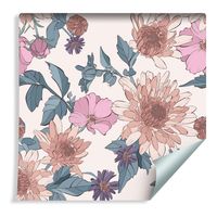 Tapeta Róże Astry Dalie kwiaty Liście Dekoracja Ścienna