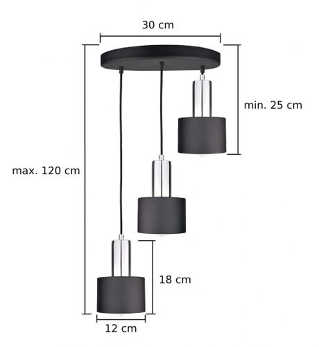 Lampa wisząca 3xE27 LUCE BLACK SILVER na Arena.pl