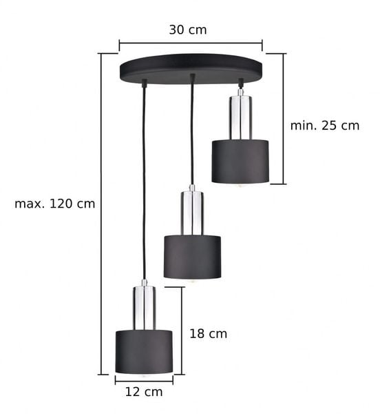 Lampa wisząca 3xE27 LUCE BLACK SILVER zdjęcie 4