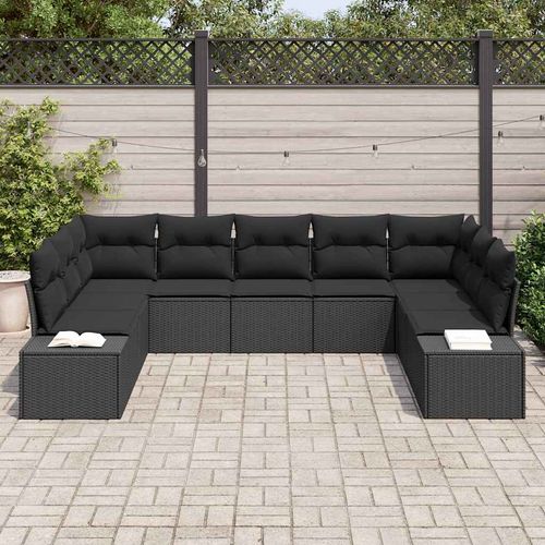 Zestaw Sof na Ogród 9 pcs Czarny 289 x 209 x 85 cm Polirattan na Arena.pl