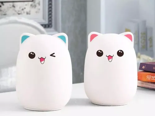 Lampka nocna dla dzieci led kot kotek rgb dotyk na Arena.pl