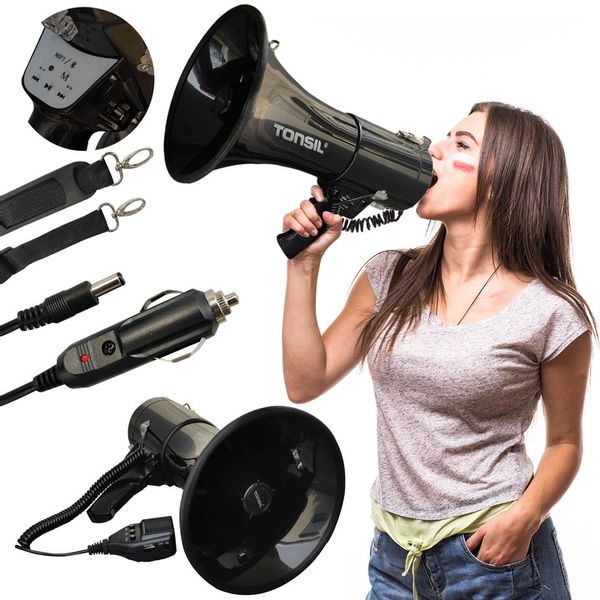 MEGAFON TUBA TONSIL TE 25/20 BLUETOOTH BT MP3 USB SD NAGRYWANIE SYRENA REC zdjęcie 1