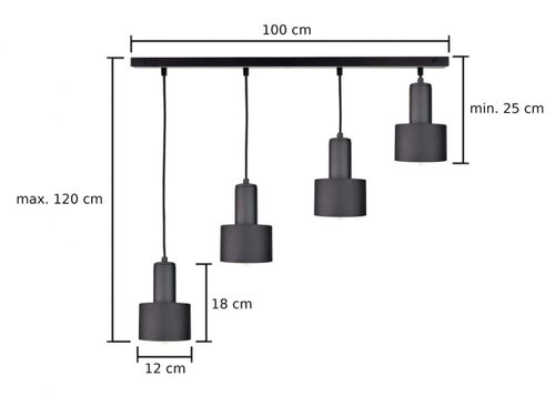 Lampa wisząca 4xE27 LUCE BLACK na Arena.pl