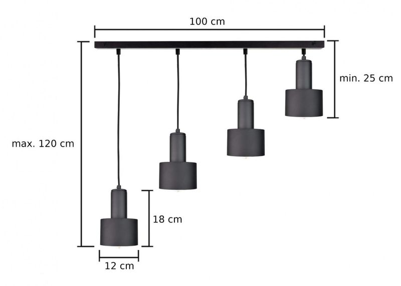 Lampa wisząca 4xE27 LUCE BLACK zdjęcie 4