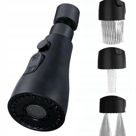 PRZEDŁUŻACZ KRANU KUCHENNEGO AERATOR PERLATOR 3 FUNKCJE 360° CZARNY na Arena.pl