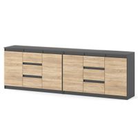 Komoda 240cm Szary Dąb Sonoma Pojemna Szafka Nowoczesna Do Salonu Pokoju