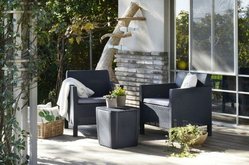 LUZON Stolik ogrodowy mały ze SCHOWKIEM SKRZYNIA NA BALKON Round wicker na Arena.pl