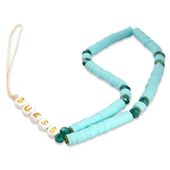 guess zawieszka gustpearp phone strapniebieski/blue heishi beads