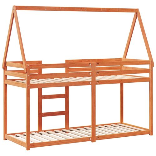 Łóżko z piętrem i daszkiem, woskowy brąz, 90x200 cm, sosnowe na Arena.pl