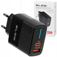 SZYBKA ŁADOWARKA SIECIOWA GNIAZDO USB + USB-C QC+PD 20W KOSTKA UNIWERSALNA