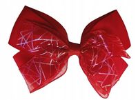 Spinka wsuwka duża kokarda podwójna pajęczyna holo czerwona 12cm