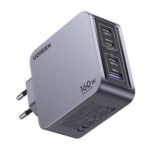 Ładowarka sieciowa Ugreen Nexode Pro 160W, GaN, USB + 3x USB-C (szara) na Arena.pl