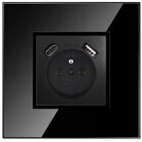 GNIAZDO GNIAZDKO SZKLANE POJEDYNCZE CZARNE BOLCEM PODTYNKOWE USB C PREMIUM