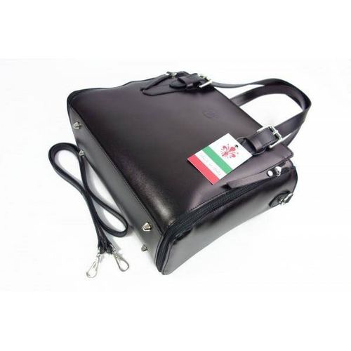 Włoska torebka skórzana, kuferek mieści A4 ,Vera Pelle ,Czarny V884N na Arena.pl