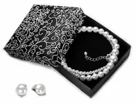 Komplet Biżuterii Biały Perełki Naszyjnik + Klipsy Perły Modny Prezent 2cz