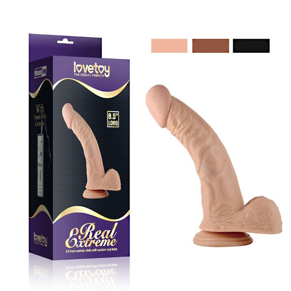 8.5"" Real Extreme Vibrating Dildo Flesh zdjęcie 2