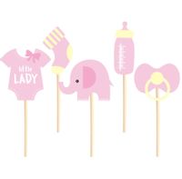 Pikery na Baby Shower dla dziewczynki różowy słonik, 5 szt.