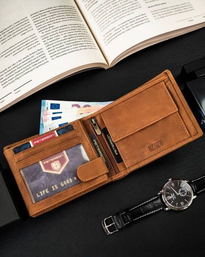 portfel męski bez zapięcia ze skóry nubukowej - peterson na Arena.pl