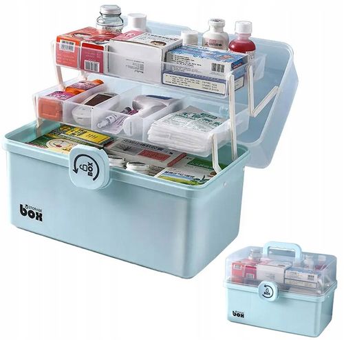 ORGANIZER POJEMNIK NA LEKI KASETKA APTECZKA DWUPOZIOMOWA Z BLOKADĄ DUŻA XXL na Arena.pl