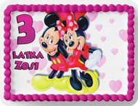 PROSTOKĄTNY OPŁATEK NA TORT A4 20x29CM - MYSZKA MIKI MINI + IMIĘ