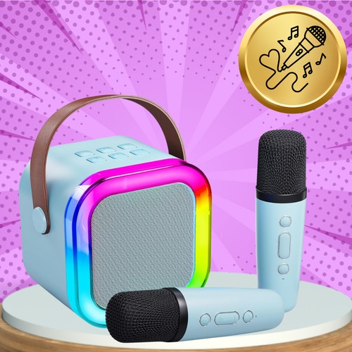 głośnik przenośny bezprzewodowy bluetooth karaoke z 2 mikrofonami usb rgb 1 na Arena.pl