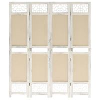 Parawan 4-panelowy, kremowy, 140 x 165 cm, tkanina