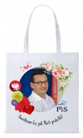 Mateusz Morawiecki Pis Torba Eco Biała Shopper Z Nadrukiem Ze Zdjęciem