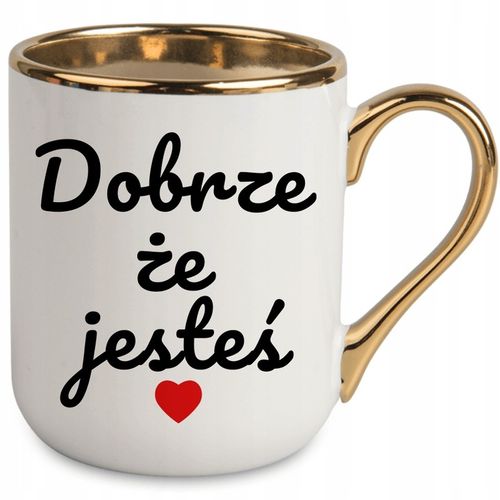 BIAŁY KUBEK Elegant 350ml Dla Walentynki DOBRZE ŻE JESTEŚ Mix Ciekawych Wz na Arena.pl