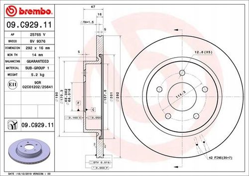 TARCZA HAM TYL 292X16 V BREMBO na Arena.pl