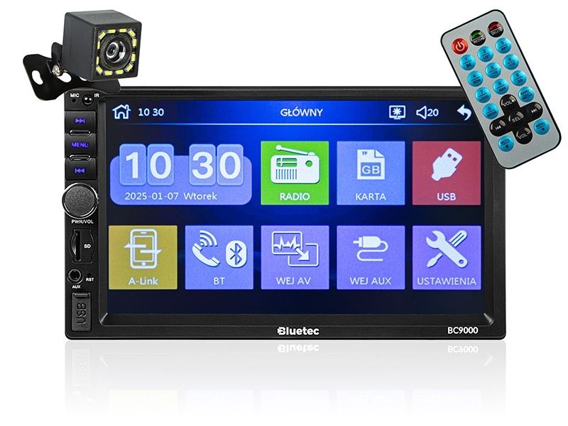 Radio BLUETEC BC9000 2DIN 7" + kamera cofania zdjęcie 1