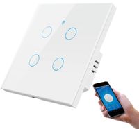 WŁĄCZNIK DOTYKOWY SZKLANY ŚWIATŁA 4 CH WIFI BEZ N LUB Z N TUYA SMART BIAŁY