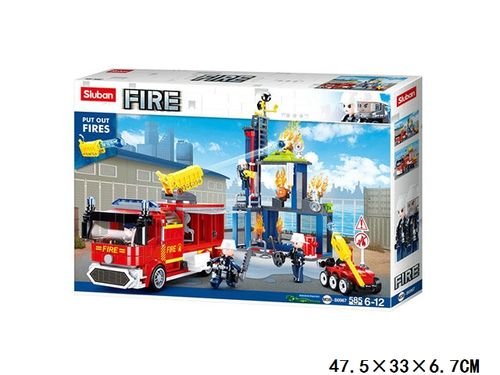 Nowe KLOCKI SLUBAN FIRE Straż pożarna duży pożar 585 elem. kompatyb. z LEGO na Arena.pl